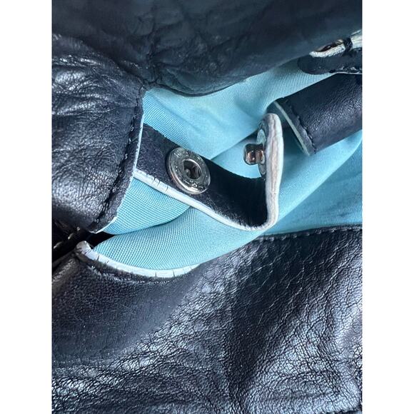 Cole Haan Stone Village Large Black Pebble Leather with Ivory Trim Shoulder Bag - Picture 9 of 13